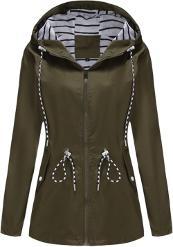 NaRHbrg Raincoat Hoodie for Women, Teen Girls Lightweight Hooded Jacket Solid Rain Jacket Outdoor Raincoat Windproof X-Large 02#army Green