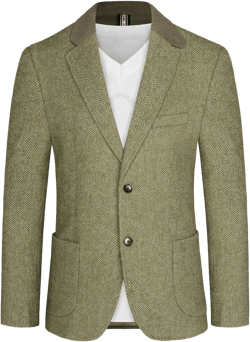PJ PAUL JONES Mens Herringbone Blazer Vintage Tweed Wool Blend Sport Coat Jacket X-Large Olive Green