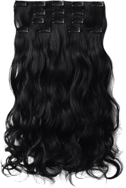 Clip in Hair Extensions Jet Black Wavy Curly Fluffy 18 Inch 5PCS Thick Synthetic Hairpieces Full Head Natural Soft for Women Long Straight 22 Inches Hair Extension 145g / 5.1 Oz
