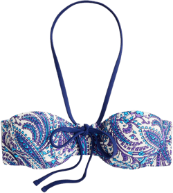 Halter-neck bandeau bikini top in purple paisley - PURPLE YAM