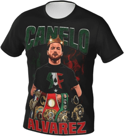 Canelo Boxer Alvarez World Boxing Champion Men's T Shirt Polyester Sleeve Crewneck T-Shirt Classic Graphic Tees Clothes Top X-Large : Clothing, Shoes & Jewelry