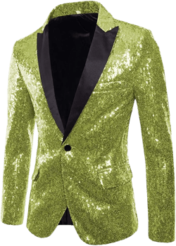 Mens Sequins Blazer Peak Lapel Stage Party Wear Formal Shiny Jacket Coat 34 Lime Green
