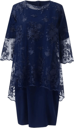 Women's Elegant Lace Embroidery Evening Dress Half Sleeve Women Casual Dresses Casual Skirts for Women 2024 XX-Large Navy