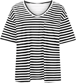 Women Oversized T Shirt Striped Short Sleeve V Neck Tee Shirt Casual Loose Drop Shoulder Summer Tops Outfits at Amazon Women’s Clothing store