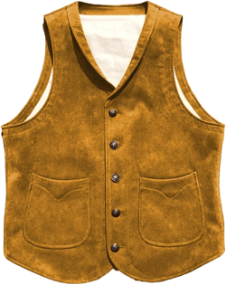 Men's Suede Leather Vest Cowhide Waistcoat Man Western Cowboy Vests with Pockets Medium Gold