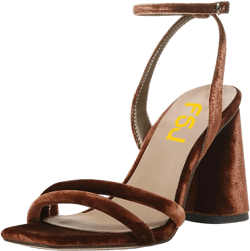 FSJ Women Sexy Open Toe Sandals Chunky High Heel Ankle Strap Buckle Party Evening Prom Dress Shoes Size 4-15 US 6 Brown