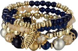 Pingyongchang Bohemian Mix Bead Multi-Layer Bead Statement Bracelets Boho Stackable Beaded Strand Stretch Charm Bangles Blacelet for Women Men Gifts Jewelry Blue