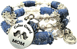 Color Guard Mom Distressed Denim Bead Wrap Bracelet, Fits up to 8 Inches: Clothing, Shoes & Jewelry