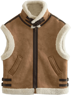 loveimgs Women's Winter Warm Suede Sherpa Leather Vest Jacket Zip Up Sleeveless Lambwool Fur Coat with Pockets X-Large Brown