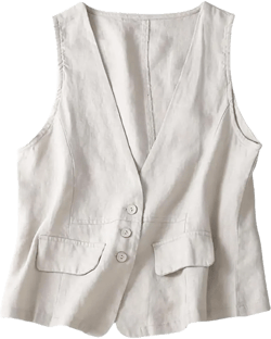 Women Lightweight Vest Sleeveless Cardigan Vests Slim Fit Solid Color Waistcoat Large Beige