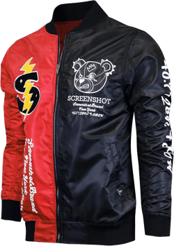 SCREENSHOT Hip-Hop Urban NYC Fashion Bomber Jacket - Modern Outdoor Lightweight Streetwear Graffiti Print Zip Up Top Large S51110-black/Red