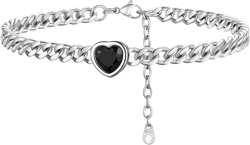 ChainsProMax Womens Anklets Heart Ankle Bracelets for Women Waterproof 5MM Cuban Link Anklets with Birthstone, Stainless Steel-Send Gift Box Black