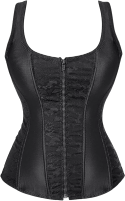 DKCHENH Women Sexy Strap Lace-Up Corsets and Bustiers Top Overbust Shaper,Plastic Boning Bustier Corset Vest Top. XX-Large Black