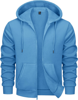 MAGCOMSEN Men's Hoodies Full Zip Up Sweatshirt Fleece Lined Midweigt Hooded Jacket with Pockets Casual Sports Sweater Haze Blue XX-Large