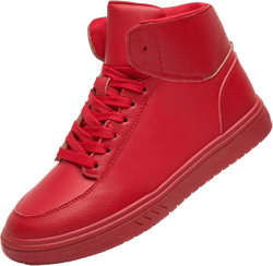 XRH Womens High Top Sneakers PU Leather Running Shoes Non Slip Walking Athletic Tennis Shoes for Women Ankle Boots(Red.US6)
