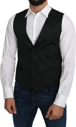 Dolce & Gabbana Elegant Silk Formal Gray Vest