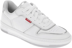 Levi's Womens Drive Lo Synthetic Leather Casual Lace Up Sneaker Shoe, White/Silver, Size 8