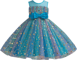 Girl Dresses Kids Toddler Kids Girls Prints Sleeveless Party Hoilday Photography Costome Court (Sky Blue, 4-5 Years)