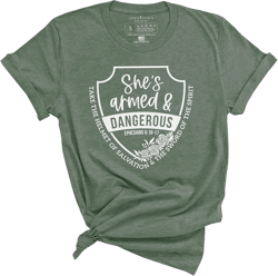 Corinthian's Corner | Christian Shirts for Women | Religious Graphic Tees | Christian Gifts XX-Large Armed Military Green