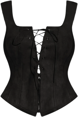 INSPIRE CHIC Women's Faux Suede Vintage Sleeveless Lace Up Zipper Decor Waistcoat Vests Black Medium