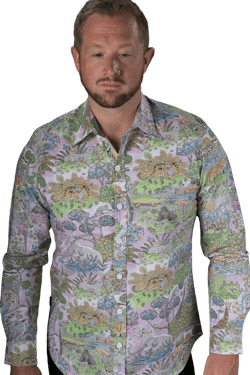 Animal Jungle Pink Print Cotton Slim Fit Mens Shirt Long Sleeve