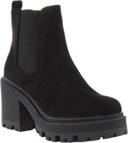 Womens Chunky Sole Chelsea In Black Suede
