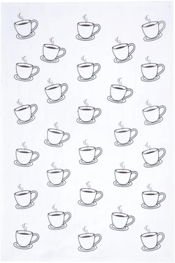 C&F Home Coffee Cups Embroidered Cotton Flour Sack Kitchen Towel
