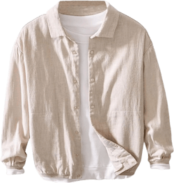 Men's Linen Sport Jacket Casual Thin Button Baseball Jackets Lightweight Sport Coat Outwear X-Large Khaki
