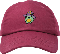 DALIX Sorcerer Frog Embroidered Cap Cotton Baseball Cute Cool Dad Hat Womens One Size Maroon