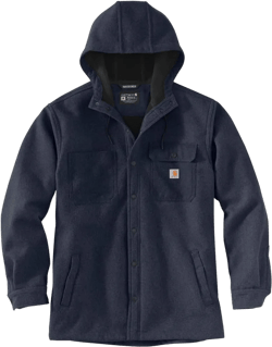 Carhartt Men's Rain Defender Relaxed Fit Heavyweight Hooded Shirt Jacket Navy Small