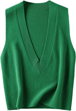Blostirno Women's Sweater Vest V Neck Knit Pullover Vests Trendy Solid Knitwear Sleeveless Sweaters Tops Medium Green