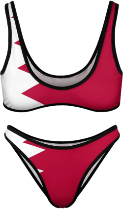 Fattyeery Women Bikini Set Bahrain Flag Two Piece Swimsuit Swimwear Bathing Suit Tankini Swimsuit Set XL X-Large Style-2-1