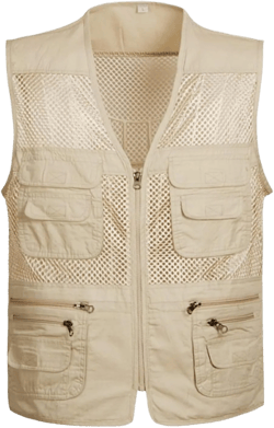 Locachy Men's Summer Outdoor Work Safari Hiking Travel Photo Fishing Vest with Pockets Small Beige-mesh