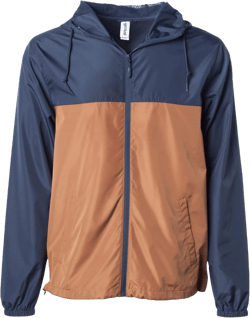 Global Blank Men's Windbreaker Jacket Lightweight Water-Resistant Windbreakers for Men X-Large Navy/Saddle