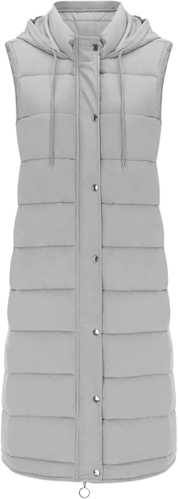 Womens Sleeveless Long Coat Cotton Padded Full Zip Hooded Extra Long Vest with Pocket Windbreaker Jacket Coat for Women at Amazon Women's Coats Shop