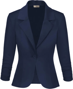 Hybrid & Company Women's Lightweight Casual Work Office Stretch Ponte Cardigan Blazer Jacket Made in USA 3X Navy