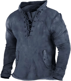 Mens Lace Up Henley Long Sleeve Shirts,Western Aztec Graphic T Shirts Casual Slim Pullover Retro Tactical Goth Tops 02-navy Medium