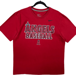Nike MLB Los Angeles Angels 2016 Red Regular Fit Cotton Tee Shirt Size L
