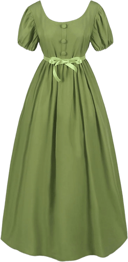 Regency Dresses for Women with Satin Sash Ruffled Puff Sleeve Empire Waist Dress Gown Renaissance Costume Women 3X-Large 12#-green