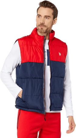 U.S. Polo Assn. Men's Colorblock Puffer Vest Classic Navy Medium
