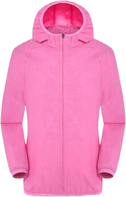 BOXIACEY Womens Packable Rain Jacket, Ladies Trench Windproof Coat Adjustable Outdoor Jacket Active Packable Raincoat XX-Large Pink