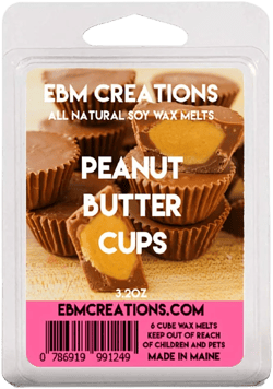 Peanut Butter Cups Soy Wax Melts - 3.2oz, 6 Cube Clamshell, All Natural, Highly Scented, Long-Lasting Aroma, Premium Quality, Handmade, Non-Toxic, Eco-Friendly