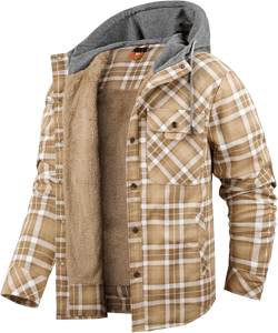 Mr.Stream Men's Hooded Coat Casual Thicken Plaid Work Flannel Snap Sherpa Lined Fleece Shirt Jacket Large Yellow