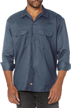 Dickies Men's Long Sleeve Work Shirt Medium Air Force Blue V1