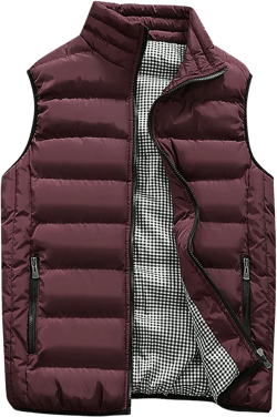 tuduoms Men's Quilted Puffer Vest Warm Winter Sleeveless Lightweight Packable Puffy Jacket Winter Sports Travel Waistcoat 3X-Large Wine