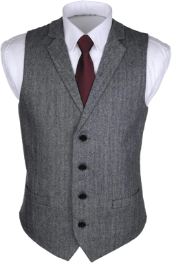 Ruth&Boaz 2Pockets 4Buttons Wool Herringbone Tweed Tailored Collar Suit Vest XX-Large Herringbone Navy