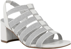 Karen Scott Womens Yahnnie Strappy Slingback Block Heel White 7.5 Medium (B,M)