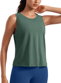 CRZ YOGA Women's Pima Cotton Sleeveless Loose Tank Tops Exercise Gym Yoga Tops Athletic Shirts