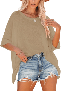Fanway&EC Women's Short Sleeve T Shirts Crewneck Oversized Tee Casual Summer Tops Loose Fitted