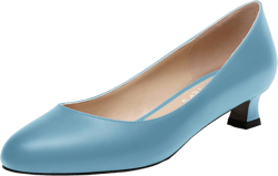 MOVINSTEPS Womens Dating Matte Slip On Round Toe Dress Spool Low Heel Pumps Shoes 1.5 Inch 8.5 Light Blue